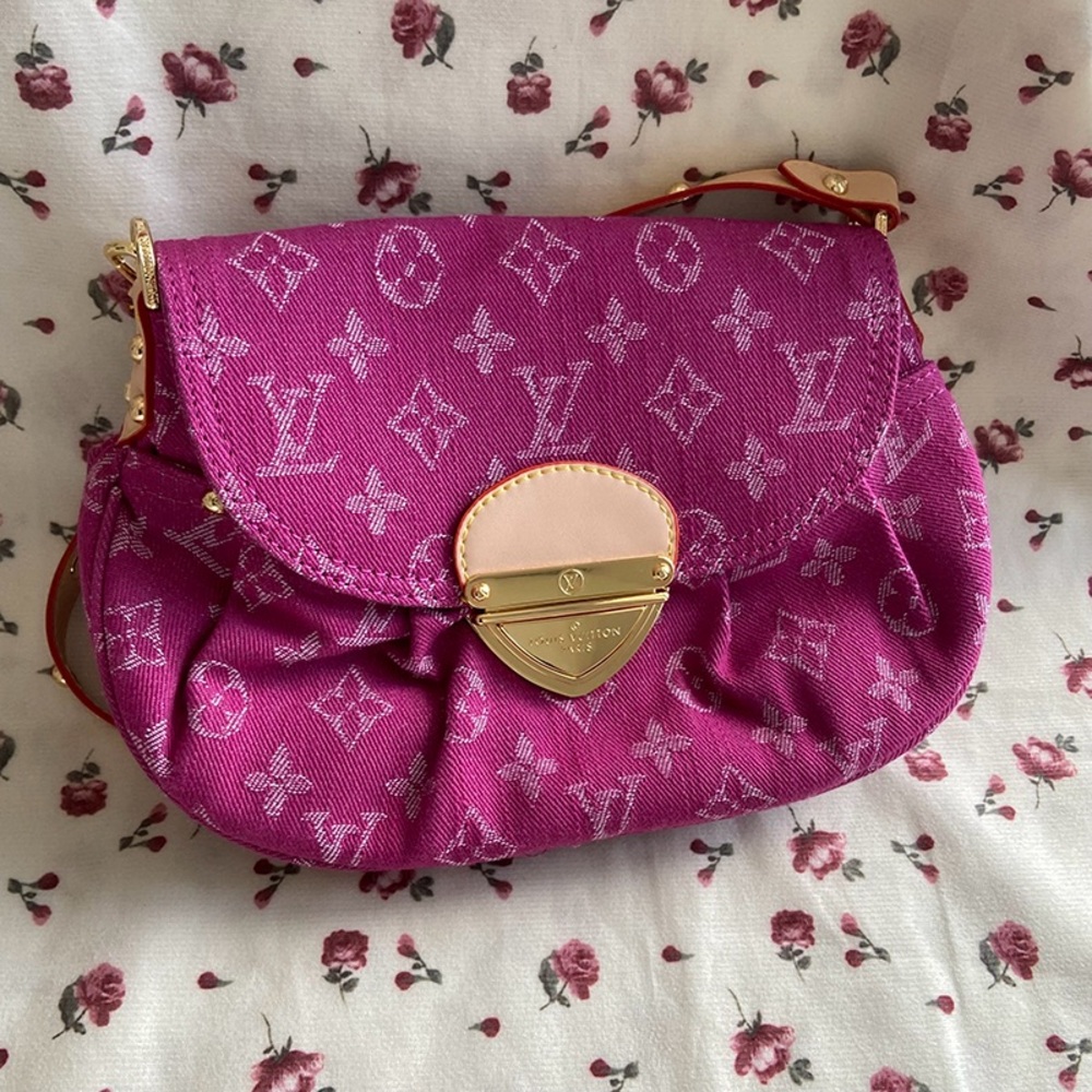 Louis Vuitton Fuchsia Denim Monogram Denim Mini Pleaty Bag - Picture 2 of 7